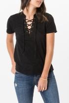  Suede Lace Up Top