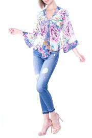  Eva Print Tie Front Top