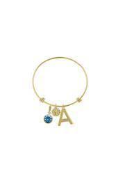  Aquamarine Initial Bracelet