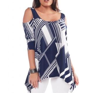  Printed Flowy Cold Shoulder Top