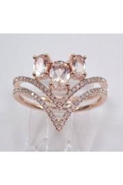  14k Rose Gold Morganite And Diamond Cluster Anniversary V Ring Index Finger Band Size 7 Free Sizing