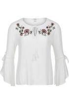  Bell-sleeve Embroidered Blouse