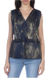  Gold Foil Pleated Sleeveless Top