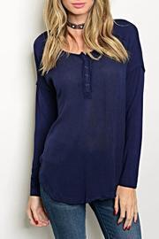  Navy Button Top