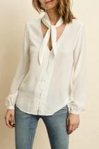  Ivory Long Sleeve Blouse With Tie Neck