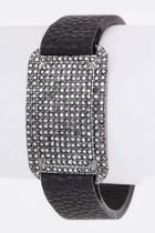  Pave Crystals Leather-cuff