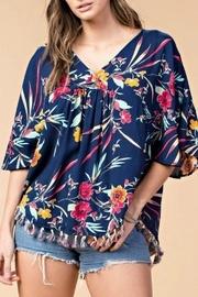  Floral Tasseled Top