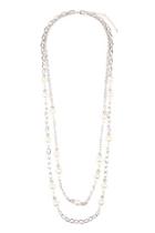  Pearl & Silvertone-layer-necklace