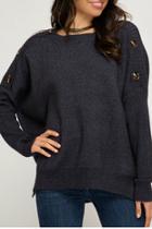  Hi Low Sweater Top With Shoulder Button Details