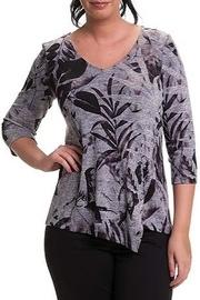  Grey V-neck Floral Sweater