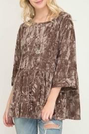  Half Sleeve Crushed Velvet Tunic Top