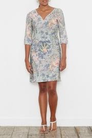  Floral Strokes Navy - 3/4 Slv V-neck Dress
