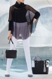  Sheer Mock-neck Batwing W Cami Underlay