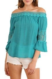  Teal Off-the-shoulder Top