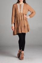  Taupe Embroidered Tunic Top