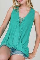  Lace Up Surplice-top