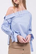  Checked One Shoulder Top