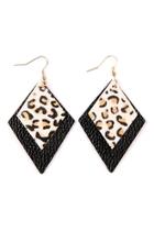  Rhombus-leopard Leather Earrings