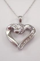  Diamond Heart Pendant, Diamond Heart Necklace, White Gold Diamond Heart Necklace, Chain 18 Wedding Gift