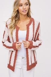  Mixed Knit Open Cardigan