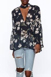  Sheer Navy Floral Blouse