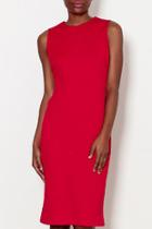  Red Sheath Dress With Geometrical Line