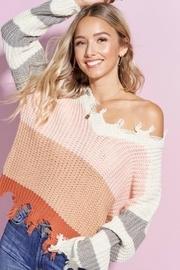  Distressed Stripped V-neck-sweater