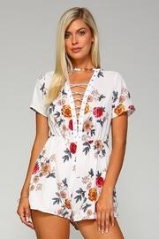  Floral Lace-up Romper