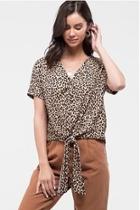  Leopard Knit Cardi With Tie Front
