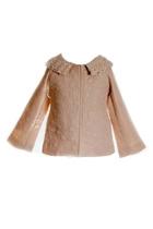 Quilted-daisy-print Crochet-neckline Jacket