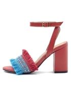  Frayed Block Heel