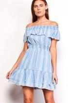  Striped Off-the-shoulder Dress