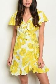  Yellow Faux Wrap Dress