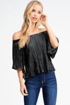  Micro Pleat Off Shoulder Top