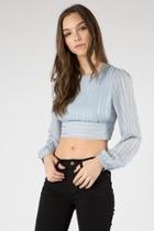  Ice-blue Striped Crop-top