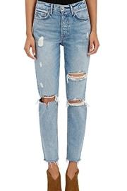  Distressed High Rise Jeans