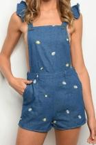  Embroidered Floral Overalls