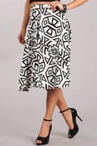  White-black Print Skirt
