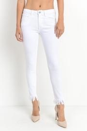  White Crop-skinny W/fringe-hem