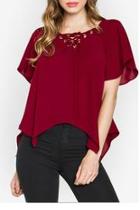  Burgundy Lace-up Top