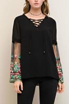 Embroidered Sleeves Top