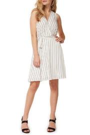  Faux Wrap Stripe Dress W Self Belt
