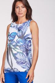  Frank Lyman Off-white & Midnight Blue Off The Shoulder Top