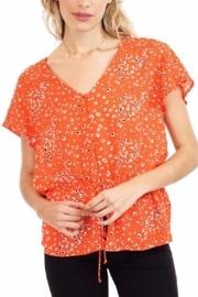  Coral-print Drawstring Top