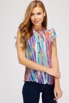  Multi-colored Pleated Top