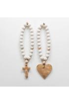  Julia-white Beads With Turq/gold Accents Cross Pendant