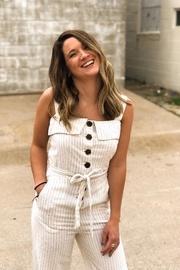  Stripe Button Jumpsuit