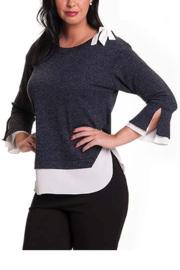  Navy White Sweater Top