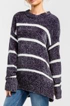  Chenille Charcoal-striped Sweater