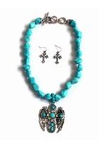  Cross-wing Turquoise Necklace-set